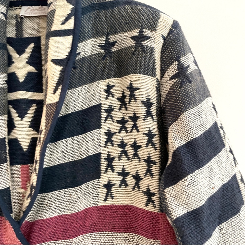 Jacket Womens Medium Tapestry USA Flag Stars Western Red Blue Patriotic 4th July - Picture 6 of 15